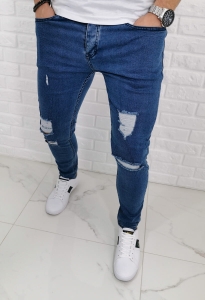 Niebieskie jeansy Denim Pasaport z dziurami 541