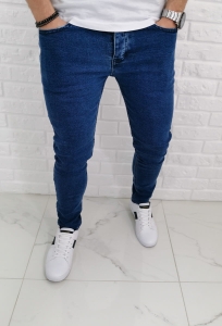 Granatowe klasyczne jeansy slim fit Denim 560