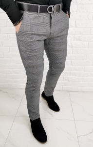 Szare eleganckie spodnie w stylową kratę 1190
