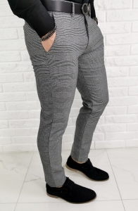 Szare eleganckie spodnie w stylową kratę 1190