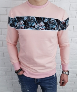 Pudrowa bluza męska bez kaptura