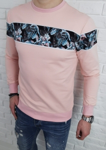Pudrowa bluza męska bez kaptura
