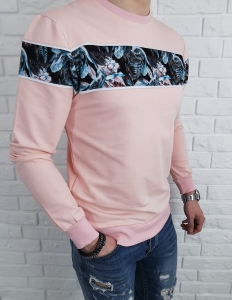 Pudrowa bluza męska bez kaptura