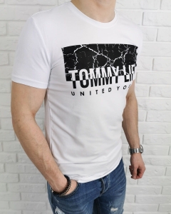 Biała koszulka z aplikacją Tommy Life