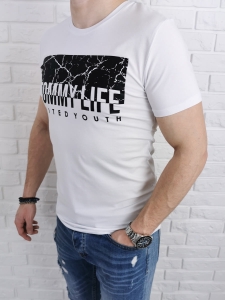 Biała koszulka z aplikacją Tommy Life