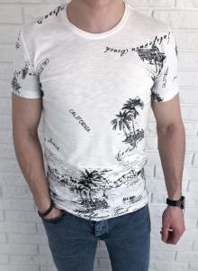 Biała męska koszulka Tommy life california palmy