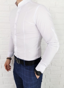 Biała koszula ze stójką super slim 1428