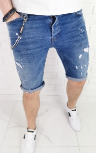 Spodenki jeansowe męskie z dziurami łańcuszkiem 7204 premium