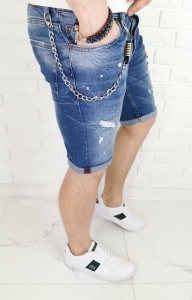 Spodenki jeansowe męskie z dziurami łańcuszkiem 7204 premium