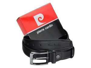 Czarny skórzany elegancki pasek Pierre Cardin 5011 ROB01