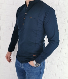 Granatowa męska koszula slim fit ze stójką