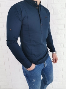 Granatowa męska koszula slim fit ze stójką