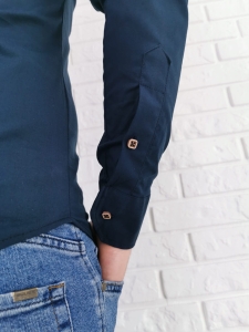 Granatowa męska koszula slim fit ze stójką
