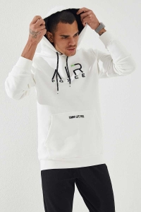 Biała bluza z kapturem kangurka Air Force Tommy life 87838