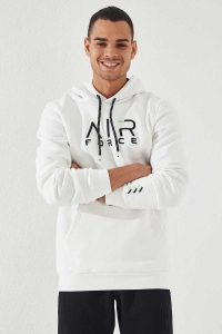 Biała bluza z kapturem kangurka Air Force Tommy life 87838