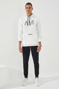 Biała bluza z kapturem kangurka Air Force Tommy life 87838