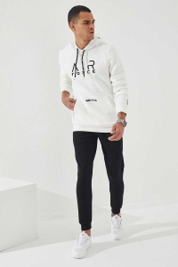 Biała bluza z kapturem kangurka Air Force Tommy life 87838