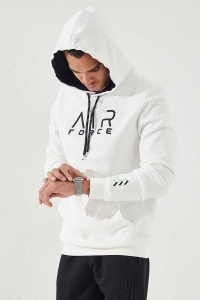 Biała bluza z kapturem kangurka Air Force Tommy life 87838