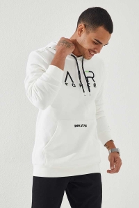 Biała bluza z kapturem kangurka Air Force Tommy life 87838