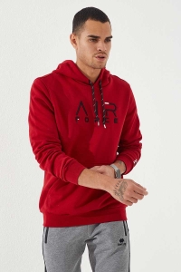 Bordowa bluza z kapturem kangurka Air Force Tommy Life 87838