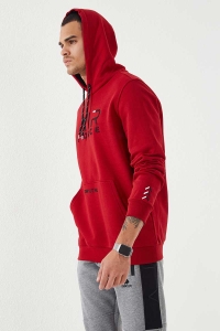 Bordowa bluza z kapturem kangurka Air Force Tommy Life 87838