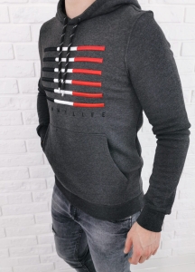 Szara ciepła bluza z kapturem kangurka Tommy Life