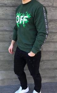 Bluza męska khaki bez kaptura z nadrukiem Off