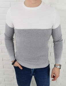Szaro-biały sweter męski 3532
