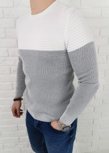 Szaro-biały sweter męski 3532