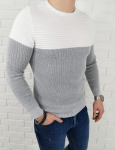 Szaro-biały sweter męski 3532