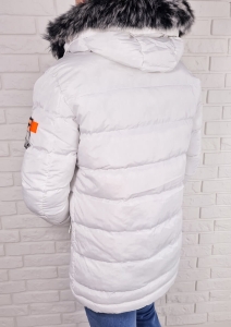 Biała kurtka zimowa parka M1009