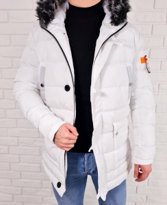 Biała kurtka zimowa parka M1009