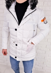 Biała kurtka zimowa parka M1009