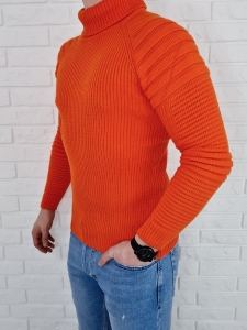 Ciepły pomarańczowy sweter golf biker 2002