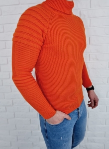 Ciepły pomarańczowy sweter golf biker 2002