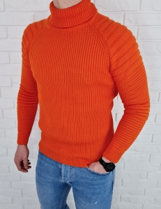 Ciepły pomarańczowy sweter golf biker 2002