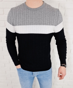 Trójkolorowy sweter męski 3629 czarny