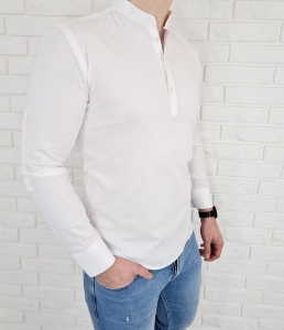 Biała koszula oxford slim fit zapięcie do połowy 1629