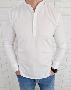 Biała koszula oxford slim fit zapięcie do połowy 1629