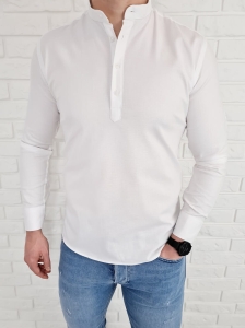 Biała koszula oxford slim fit zapięcie do połowy 1629
