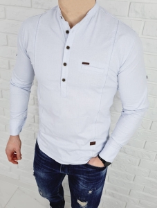 Błękitna koszula slim fit zapięcie do połowy 0376/76