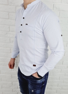 Błękitna koszula slim fit zapięcie do połowy 0376/76