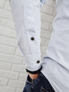Błękitna koszula slim fit zapięcie do połowy 0376/76
