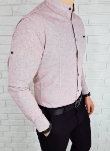 Bordowa koszula stójka pionowe przeszycia slim fit 0207/562