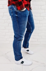 Jeansy męskie z lekkimi dziurami slim fit bawełniane 7400