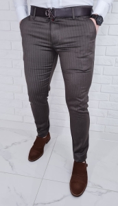 Eleganckie spodnie w jodełkę brązowe 77k