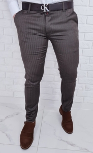 Eleganckie spodnie w jodełkę brązowe 77k