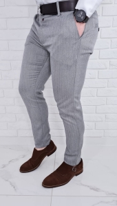 Eleganckie spodnie w jodełkę szare 77a