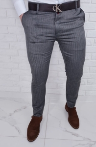 Eleganckie spodnie w jodełkę ciemnoszare 77G