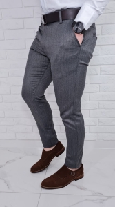 Eleganckie spodnie w jodełkę ciemnoszare 77G